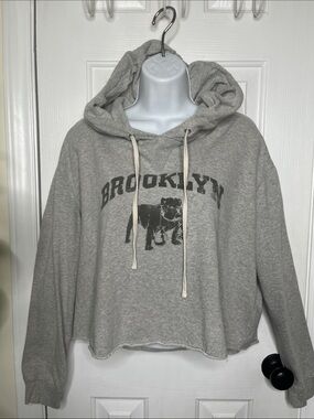 Denim & Supply Ralph Lauren Cropped Brooklyn Hoodie Gray Size Large